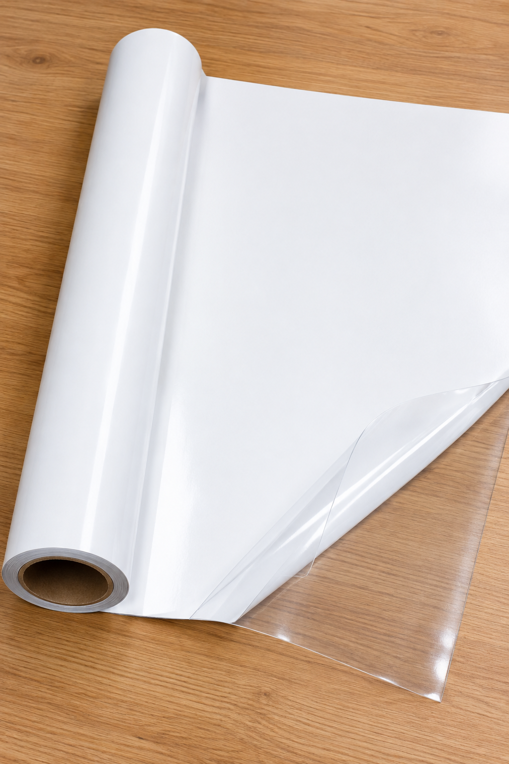 Rollo vinil pizarra blanco 1.52m desenrollado sobre mesa